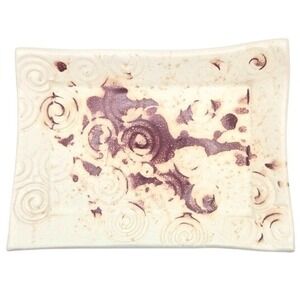 Handmade Ceramic Rectangular Dish Swirl Embossed Textured Rustic Kitchen Decor